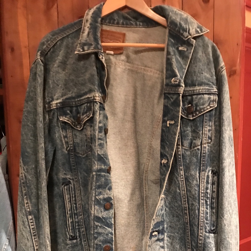 Distressed denim jean jacket